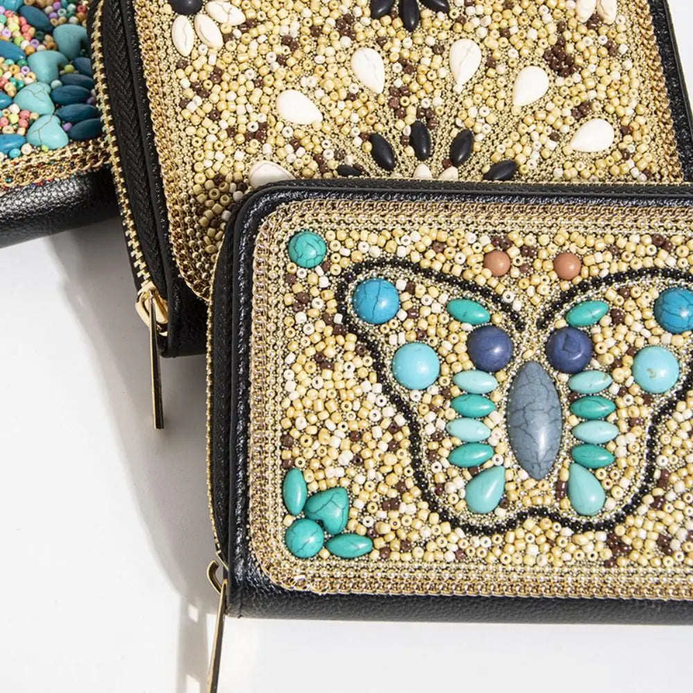 Trendy Bohemian Style Chic Beaded Butterfly Purse