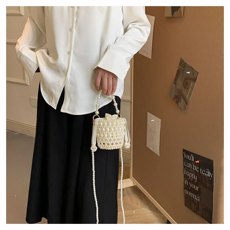 Chic Beaded Top Handle Crossbody bag