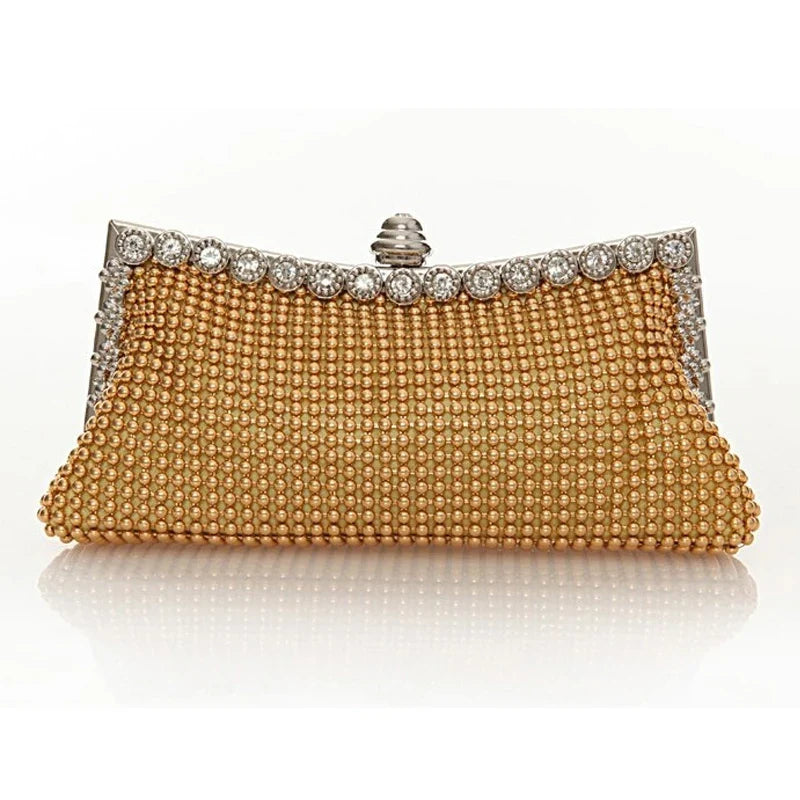 Gold And Silver Glitter Beaded Clutch Perfect For Wedding