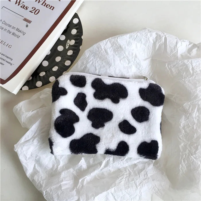 Trendy Cow Pattern Plush Mini Coin Purse
