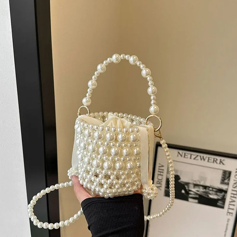 Chic Beaded Top Handle Crossbody bag