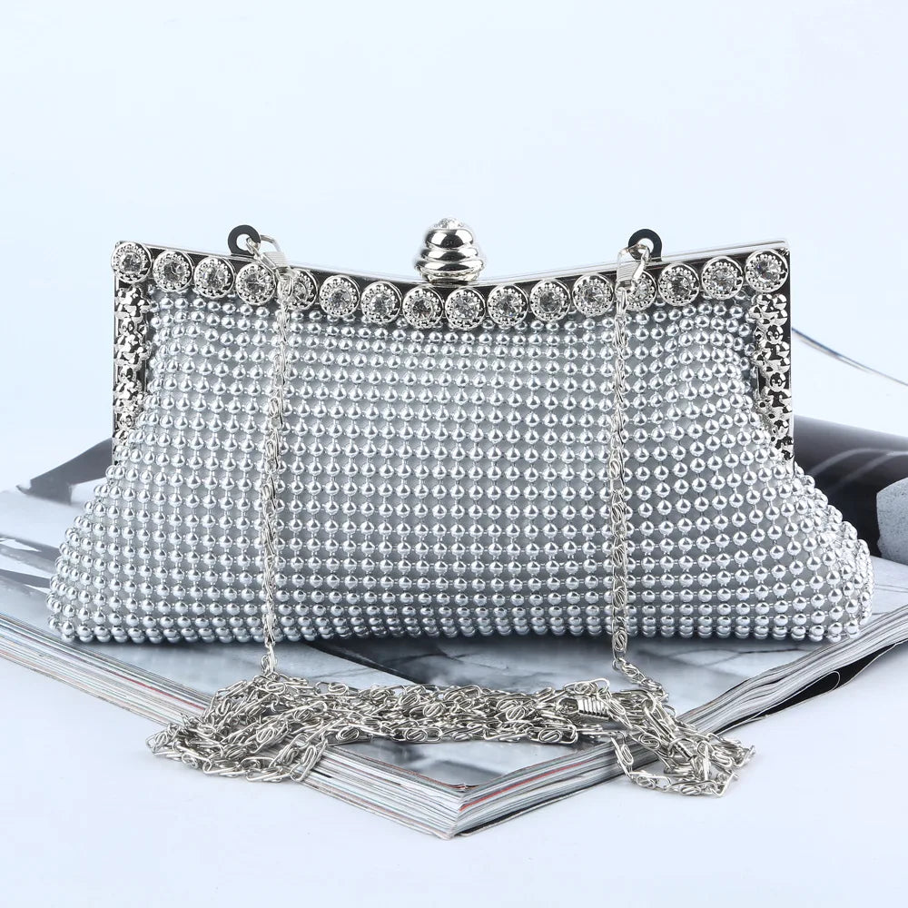 Gold And Silver Glitter Beaded Clutch Perfect For Wedding