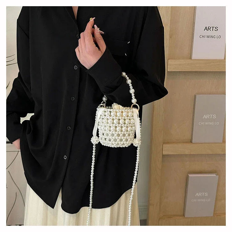 Chic Beaded Top Handle Crossbody bag