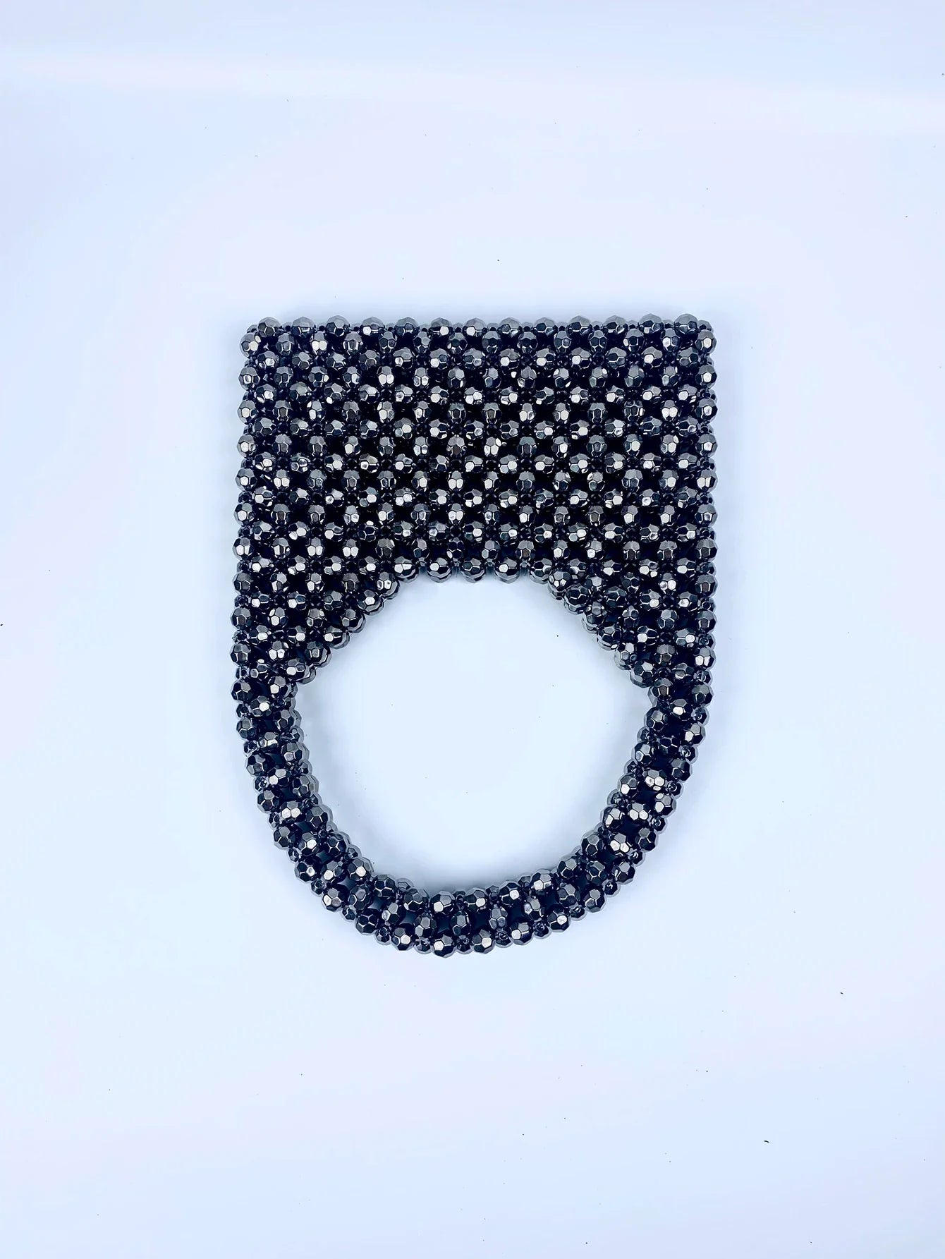 Trendy Stylish Dark Gray Beaded Bucket Purse