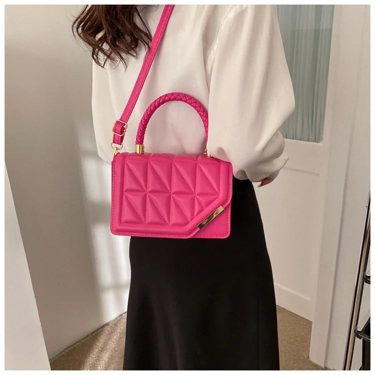 Womens Beaded Handbag in Plaid Leather
