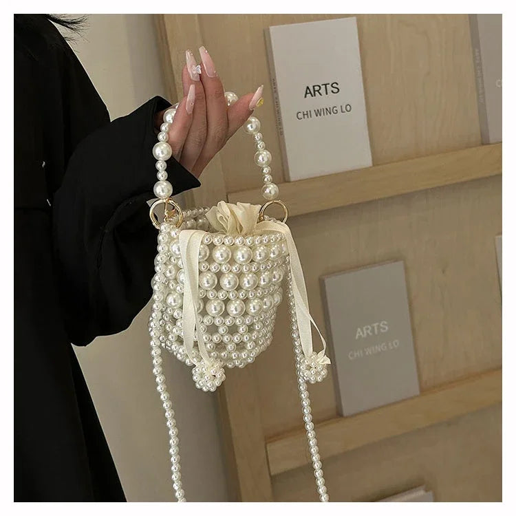 Chic Beaded Top Handle Crossbody bag