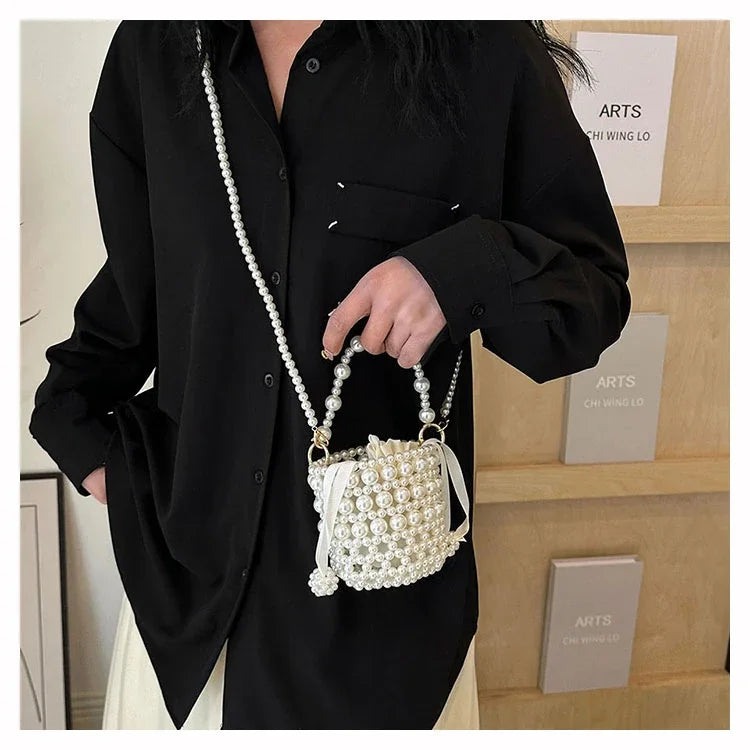 Chic Beaded Top Handle Crossbody bag
