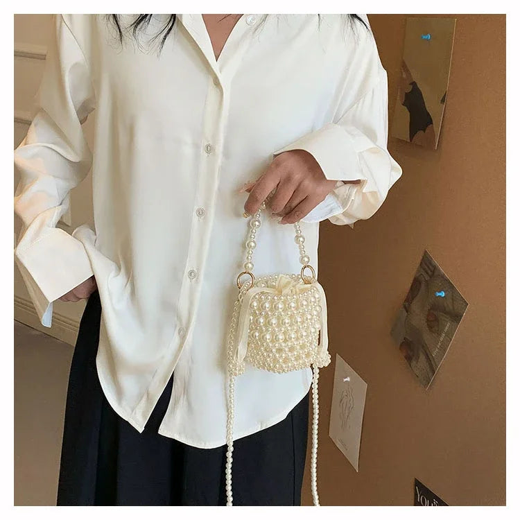 Chic Beaded Top Handle Crossbody bag