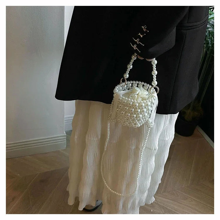 Chic Beaded Top Handle Crossbody bag