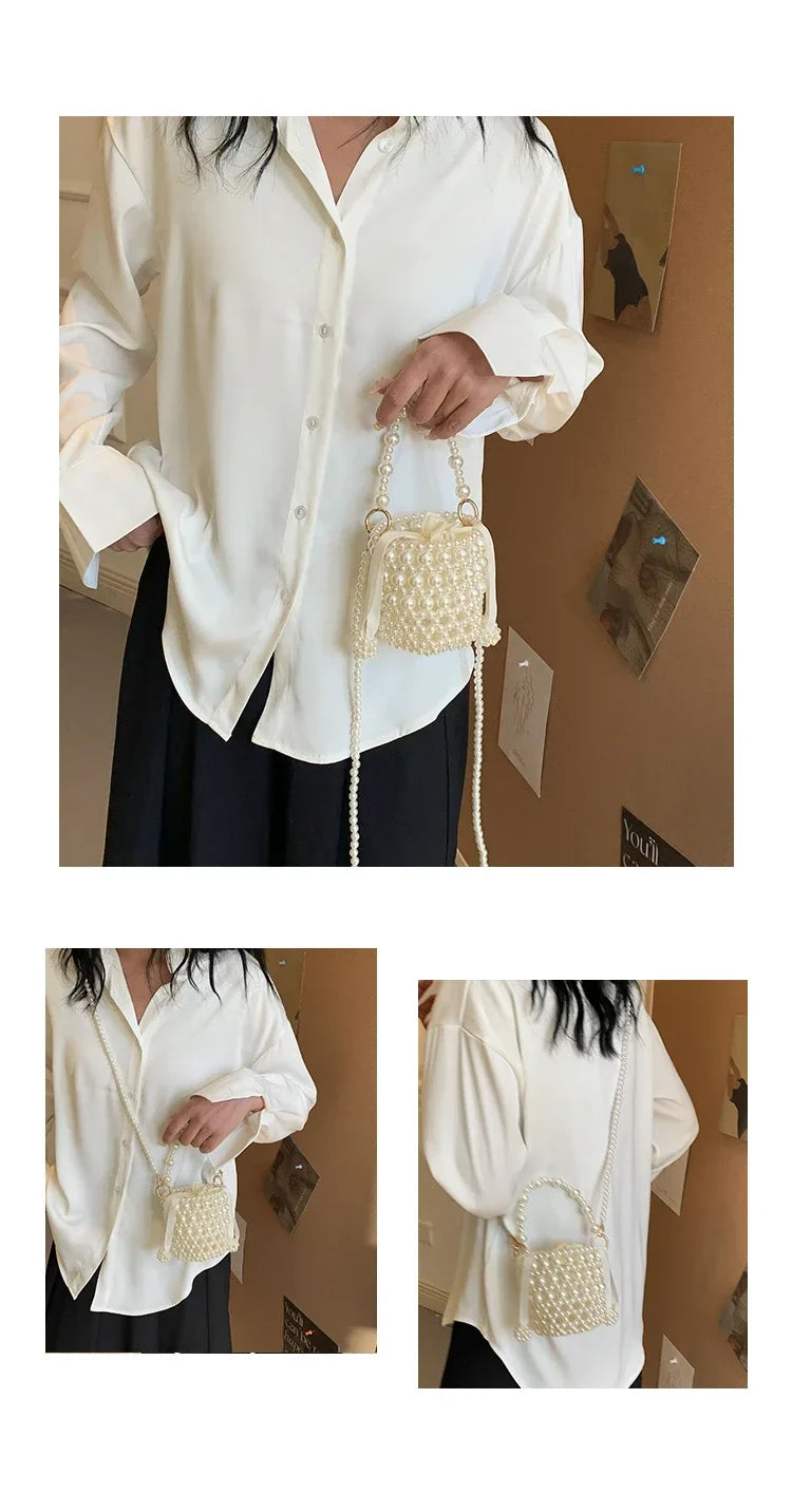 Chic Beaded Top Handle Crossbody bag