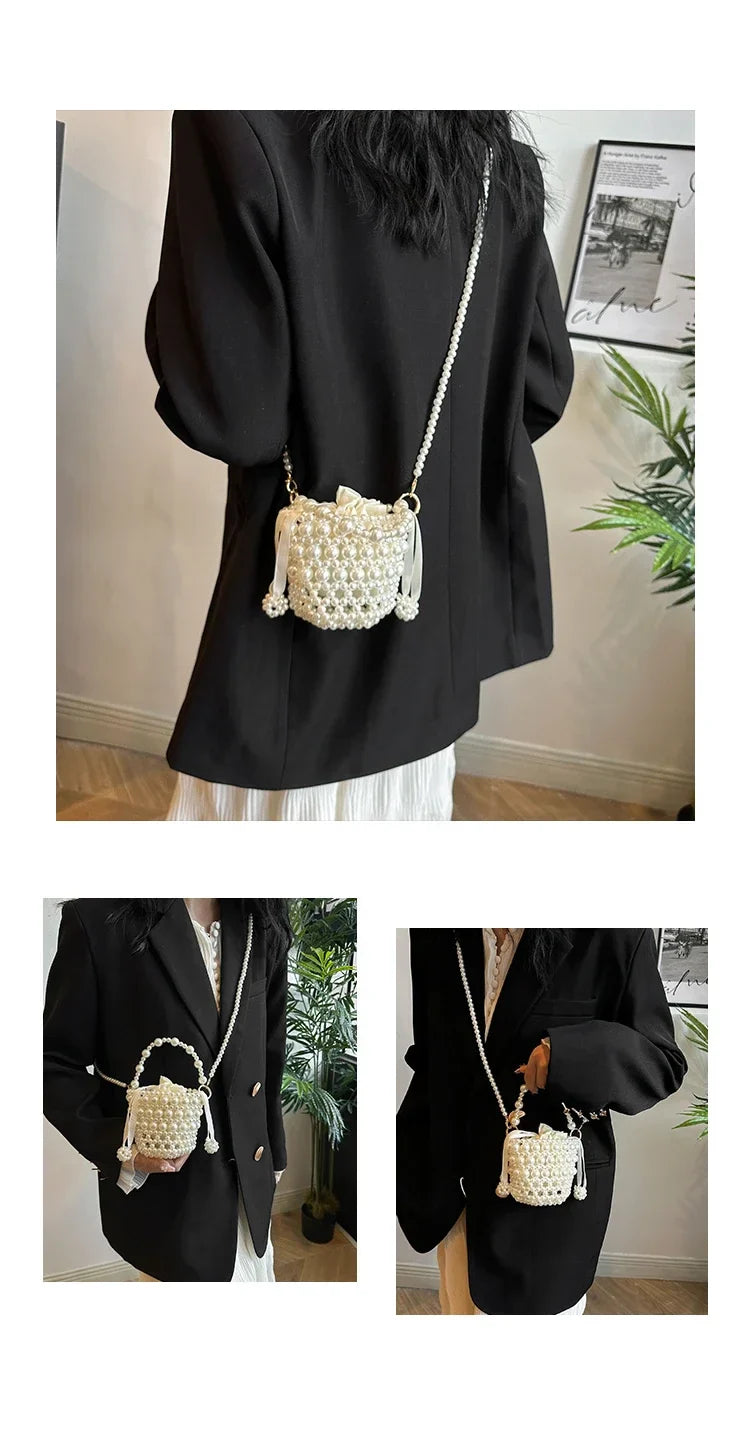 Chic Beaded Top Handle Crossbody bag