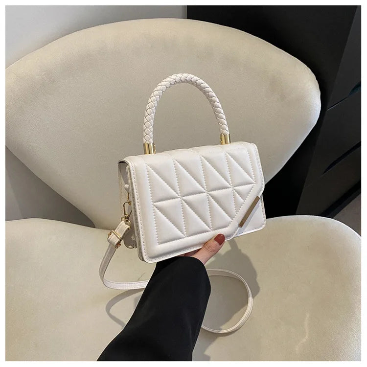 Womens Beaded Handbag in Plaid Leather
