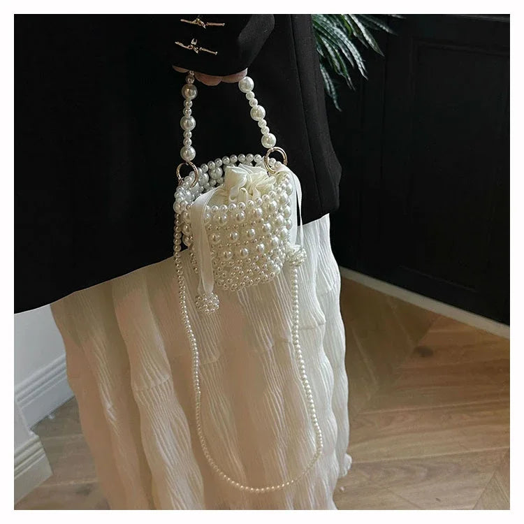 Chic Beaded Top Handle Crossbody bag