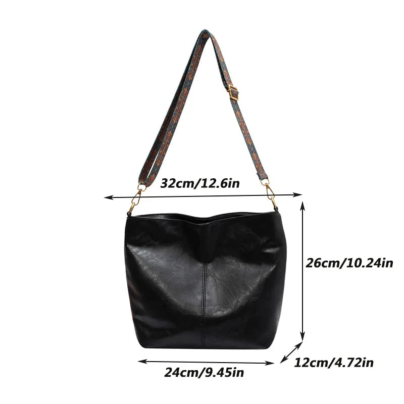 Leather Bucket Beaded Crossbody Bag For Women
