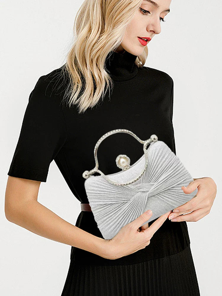 Elegant Beaded Pearl Evening Clutch for Women