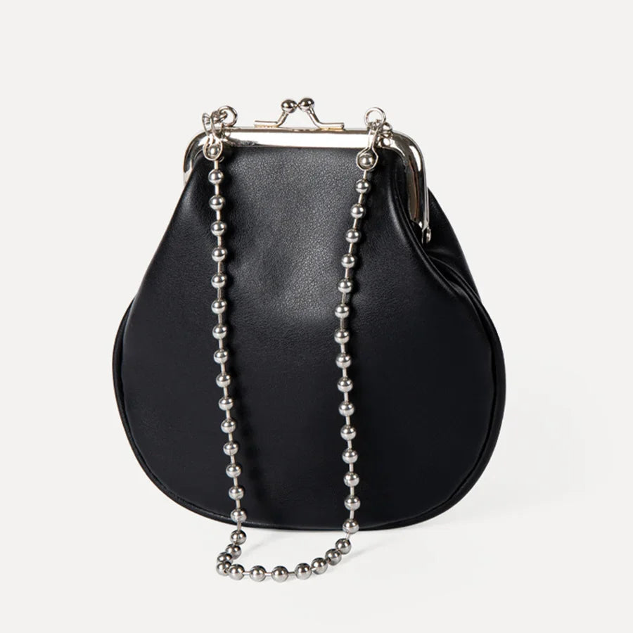Vintage Soft PU Leather Shell Beaded Purse