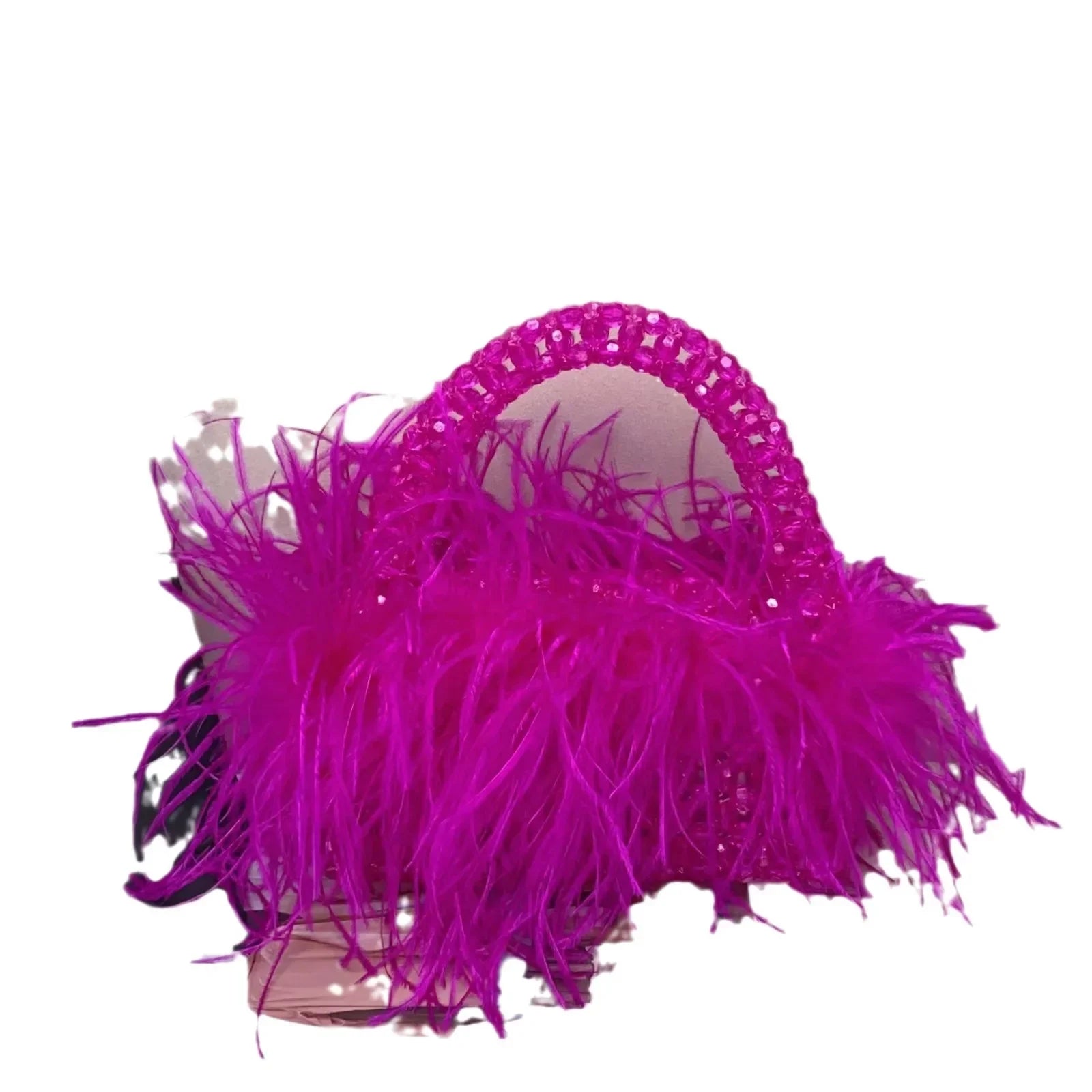 Elegant Sweetcute Bird Feather Beaded Mini Handbag