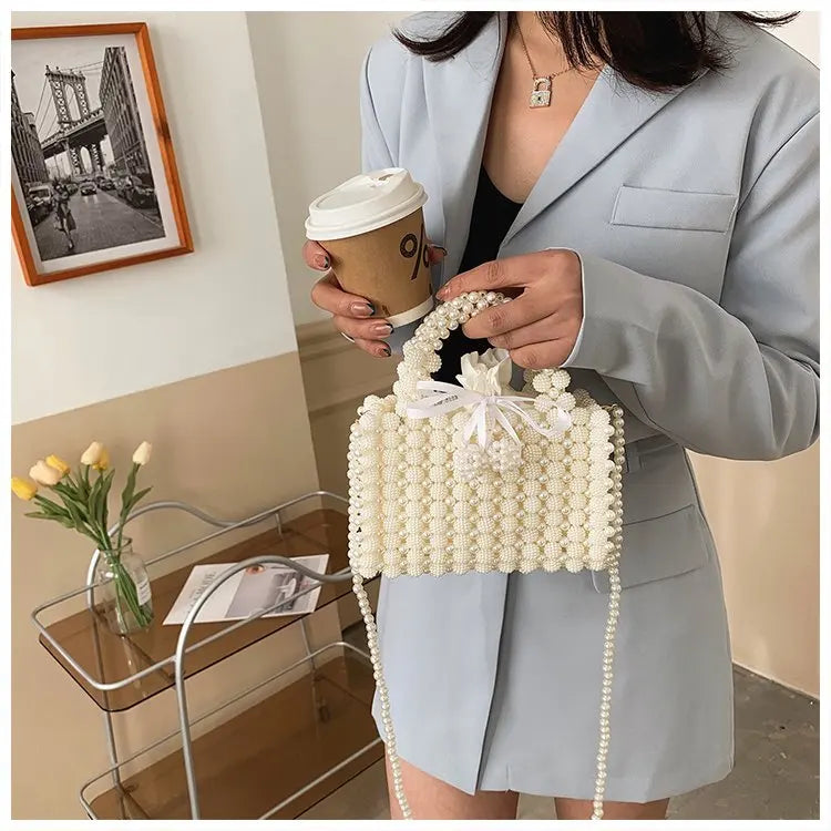 Luxury Pearl Chain Noble Crystal Beaded Evening Purse
