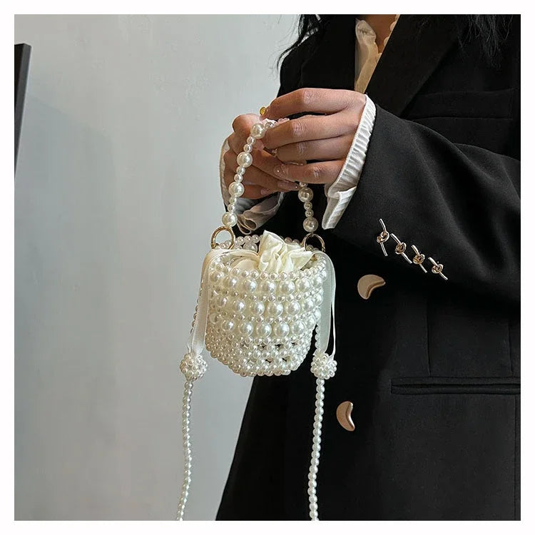 Chic Beaded Top Handle Crossbody bag