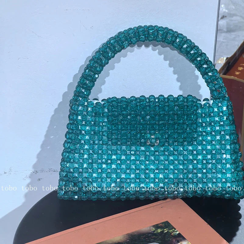 Luxury Fashionable Handcrafted Green Beaded Purse