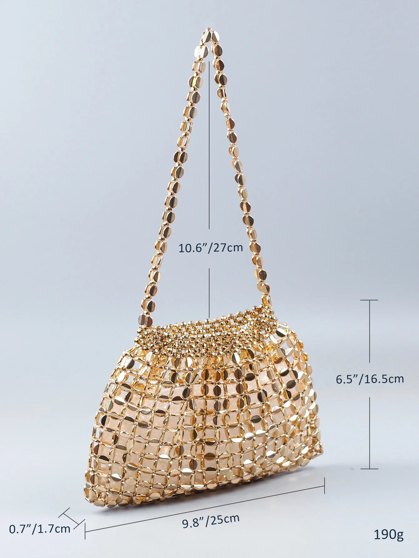 Elegant Handmade Silver And Gold Beaded Dumpling Handbag