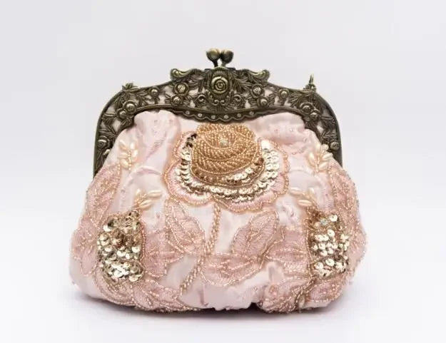 Vintage Beaded Embroidered Evening Handbag