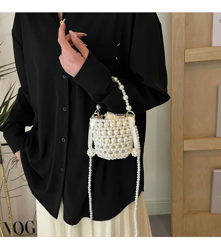 Chic Beaded Top Handle Crossbody bag