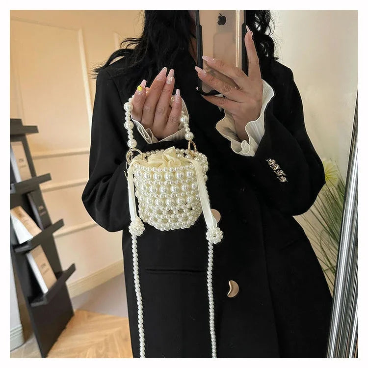 Chic Beaded Top Handle Crossbody bag