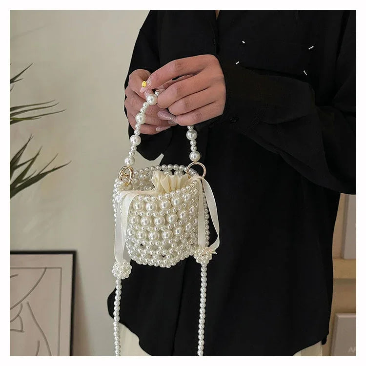 Chic Beaded Top Handle Crossbody bag