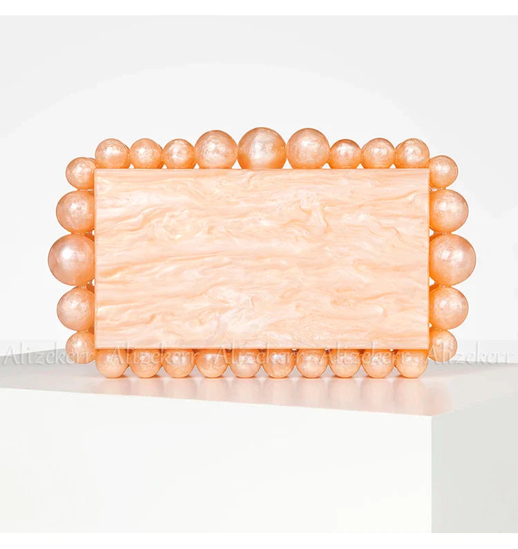 Clear Acrylic Wedding Clutch with Gold Beads