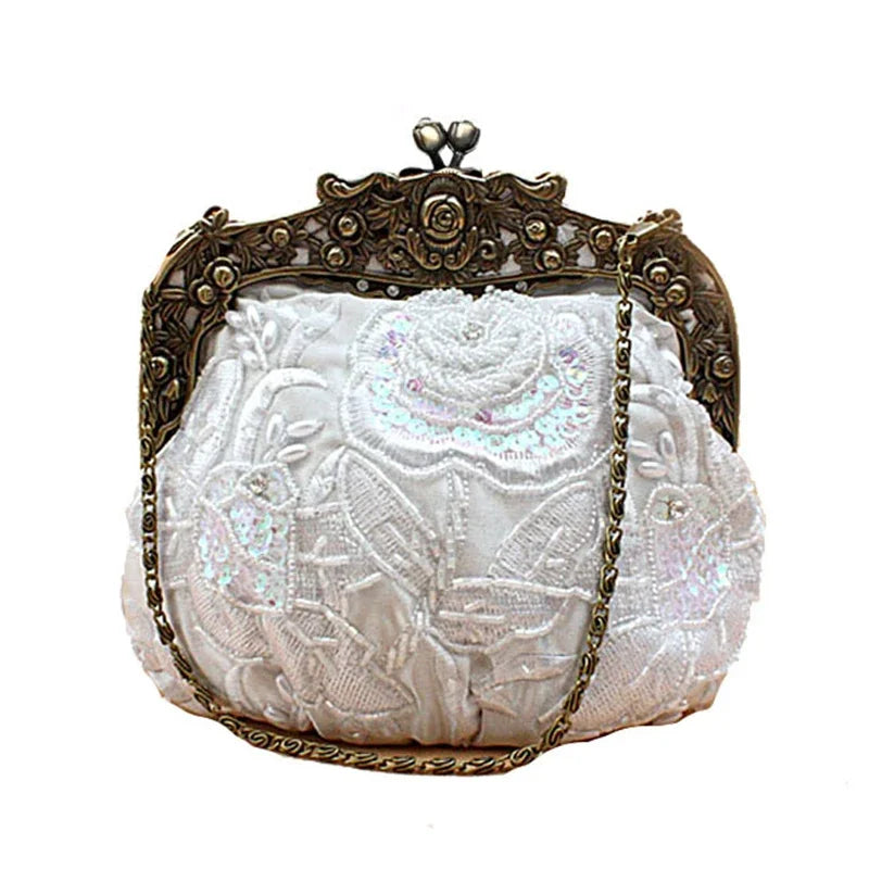 Vintage Beaded Embroidered Evening Handbag