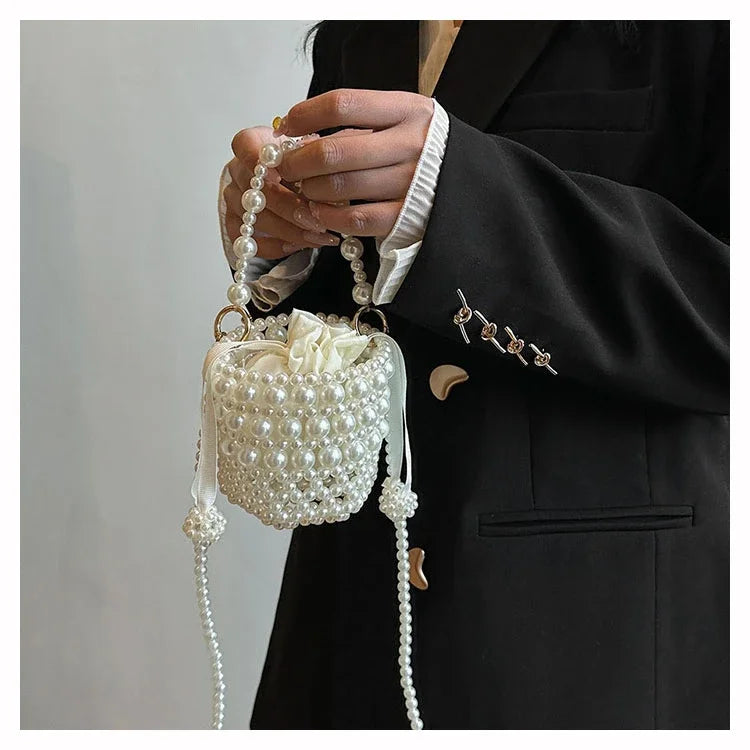 Chic Beaded Top Handle Crossbody bag