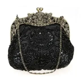 Vintage Beaded Embroidered Evening Handbag