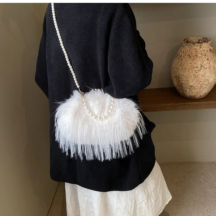 Elegant Plush Beaded bag Side Clutch