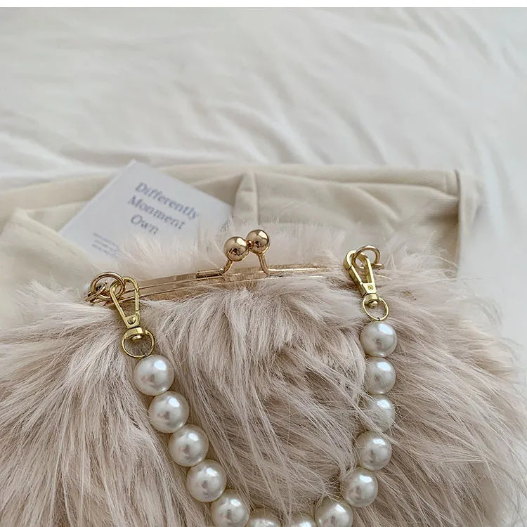 Elegant Plush Beaded bag Side Clutch