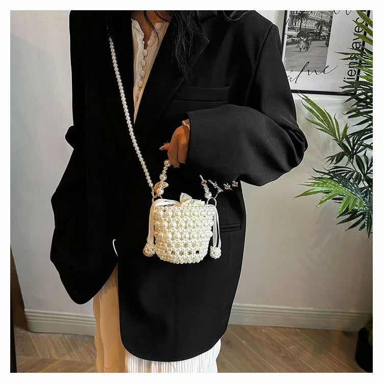 Chic Beaded Top Handle Crossbody bag