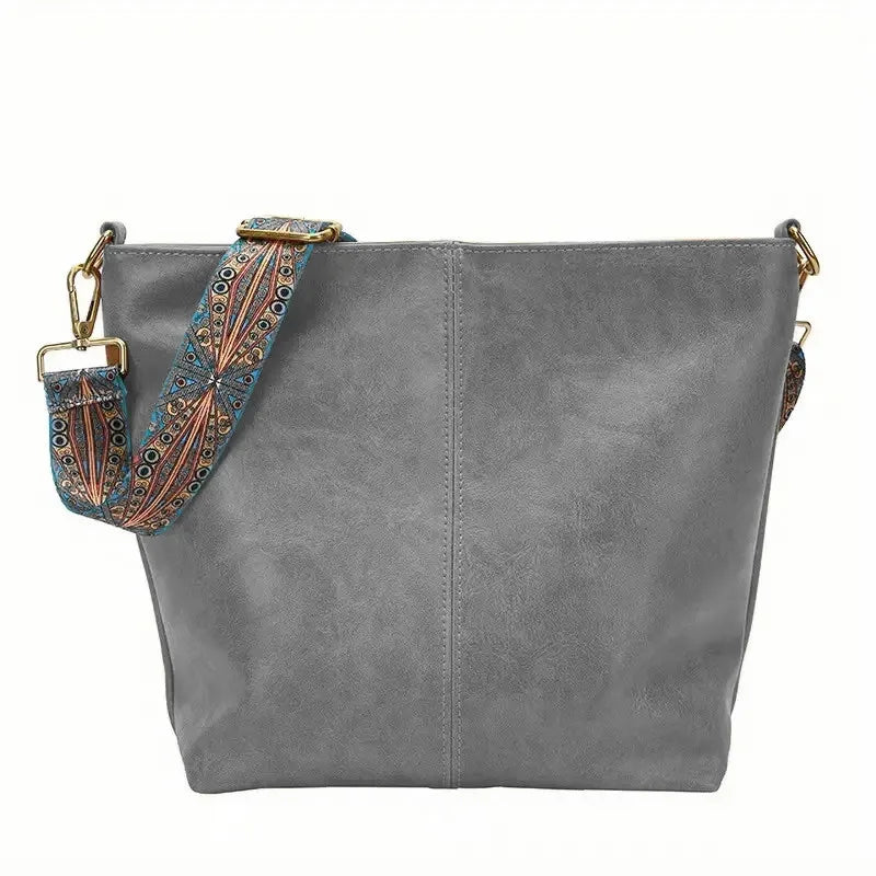 Leather Bucket Beaded Crossbody Bag For Women