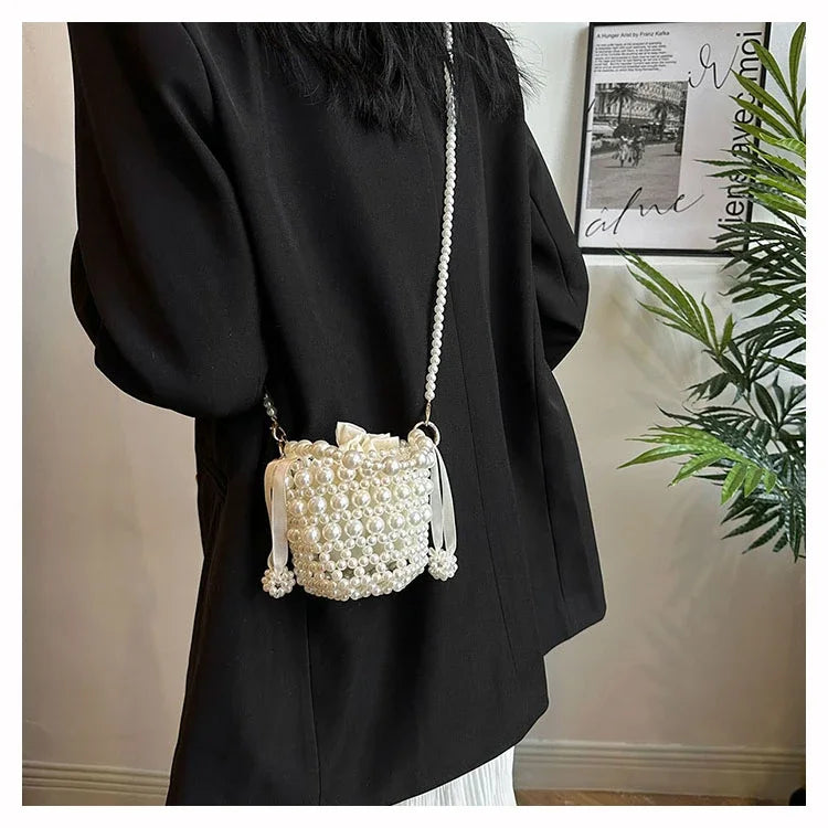 Chic Beaded Top Handle Crossbody bag