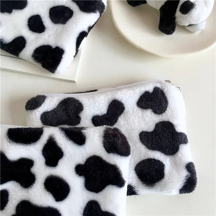 Trendy Cow Pattern Plush Mini Coin Purse