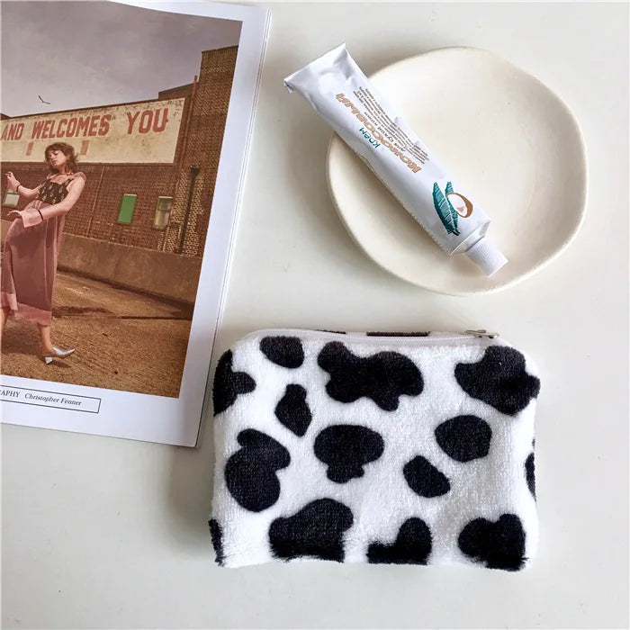 Trendy Cow Pattern Plush Mini Coin Purse