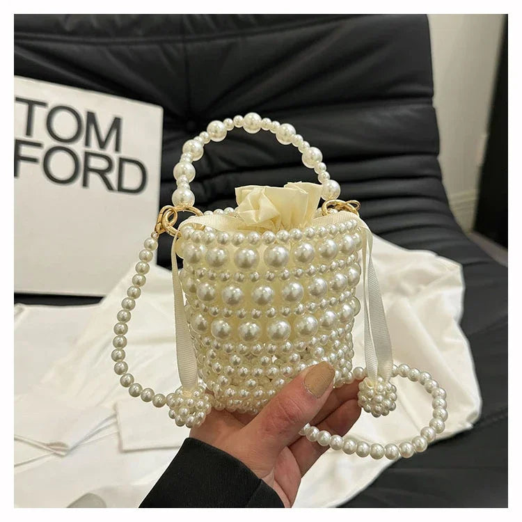 Chic Beaded Top Handle Crossbody bag