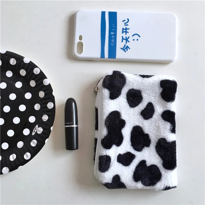 Trendy Cow Pattern Plush Mini Coin Purse