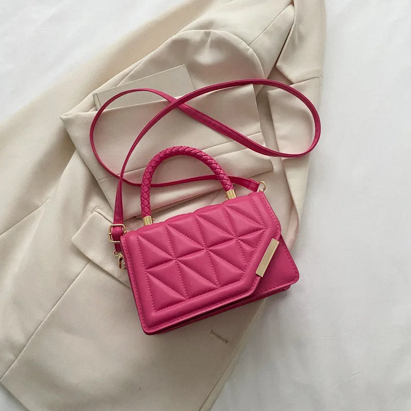 Womens Beaded Handbag in Plaid Leather