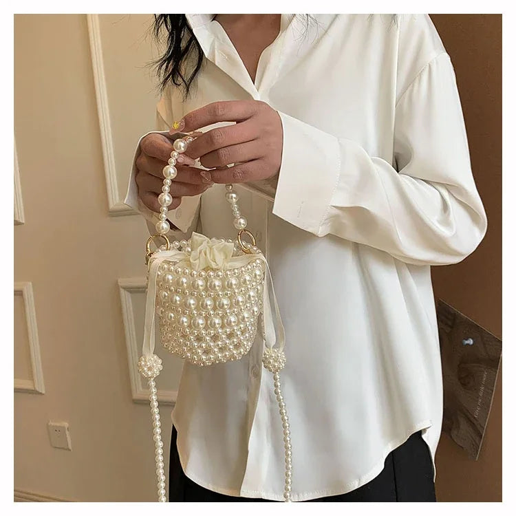 Chic Beaded Top Handle Crossbody bag