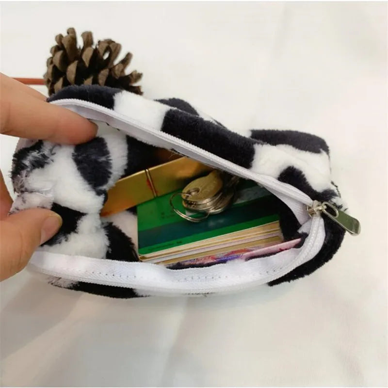 Trendy Cow Pattern Plush Mini Coin Purse