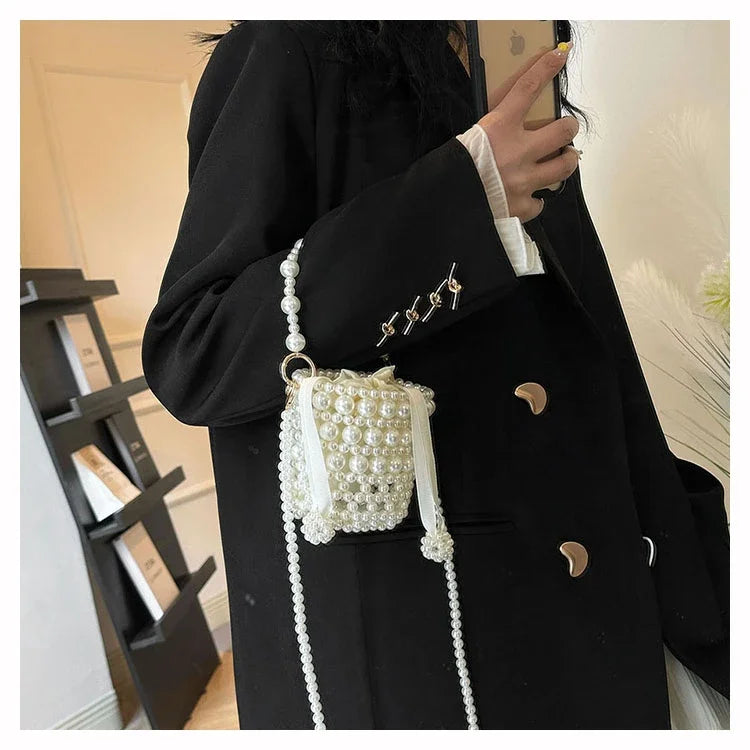 Chic Beaded Top Handle Crossbody bag