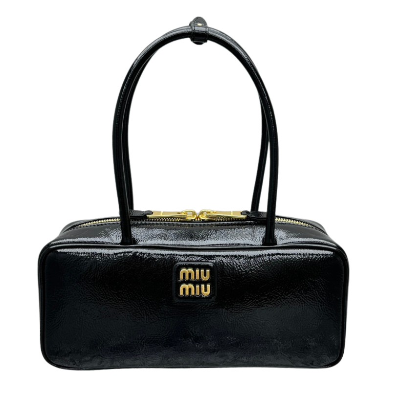 ＭＩ ＭＵ BEAU NAPLAK PATENT LEATHER BAG BLACK