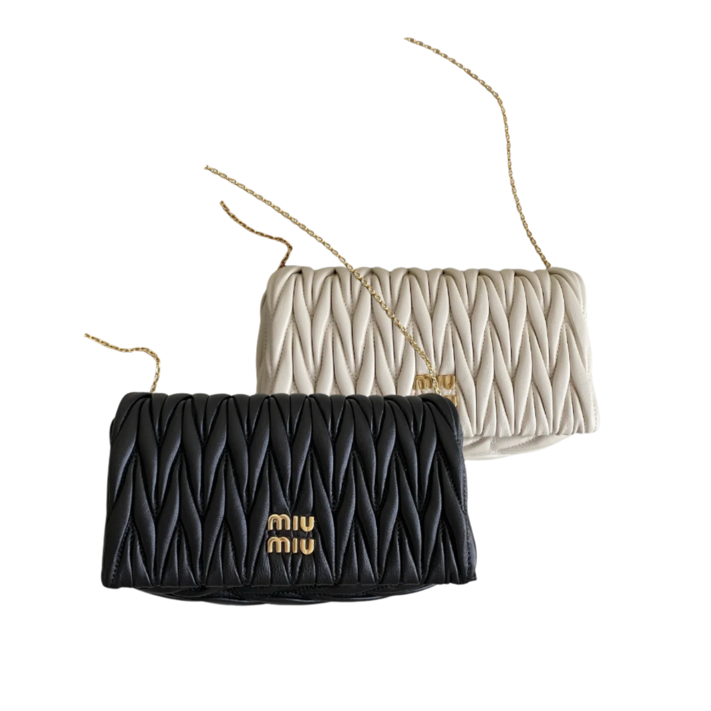 ＭＩ ＭＵ MATELASSÉ NAPPA LEATHER MINI-BAG WHITE/BLACK