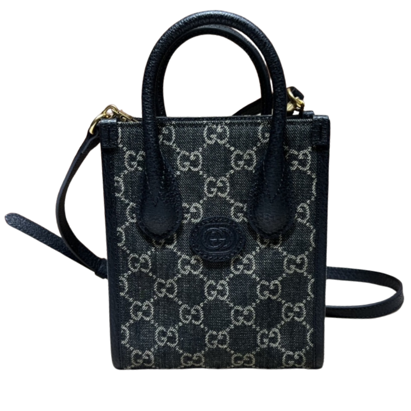 ＧＣＣＩDENIM GG MONOGRAM TOTE BAG BLACK