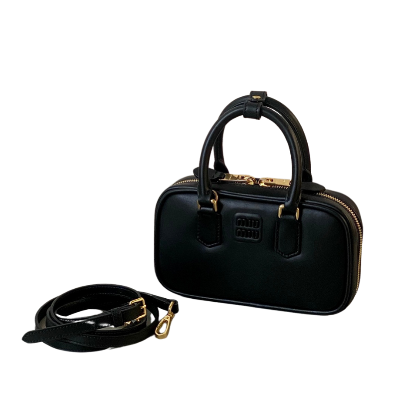 ＭＩ ＭＵ ARCADIE LEATHER MINI-BAG BLACK